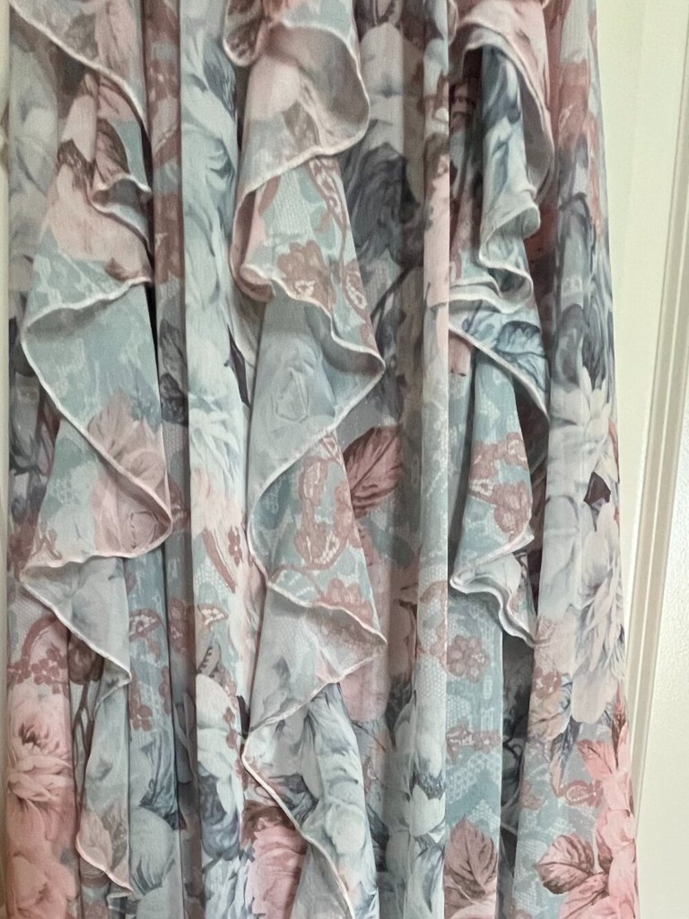 ASOS LUXE Halter Maxi Dress with Waterfall Ruffles – Lace Floral Print - Picture 13 of 13